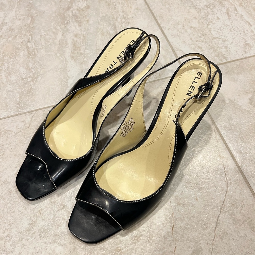 VINTAGE OPEN TOE KITTEN HEELS